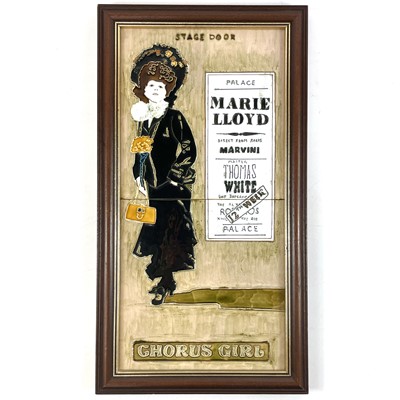 Lot 827 - A Maw & Co framed Chorus Girl tiles.