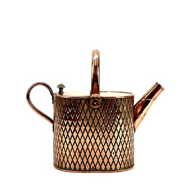 Lot 135 - A Victorian copper four pint hot water can.