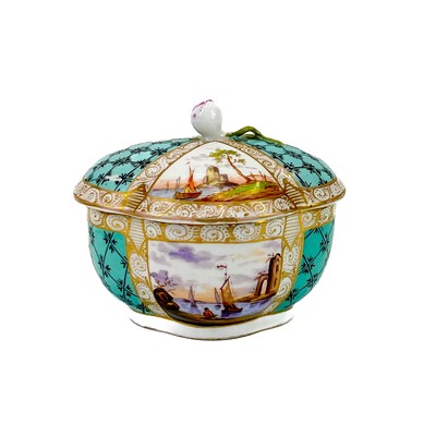 Lot 853 - A Dresden porcelain lobed sugar box and cover.