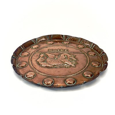 Lot 136 - An Arts and Crafts Hayle copper tray of circular form