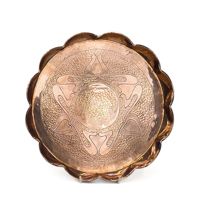 Lot 136 - An Arts and Crafts Hayle copper tray of circular form