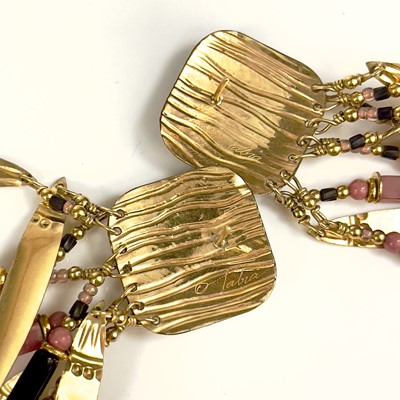 Lot 557 - A stylish Modernist pair of silver gilt stone set earrings by Tabra.