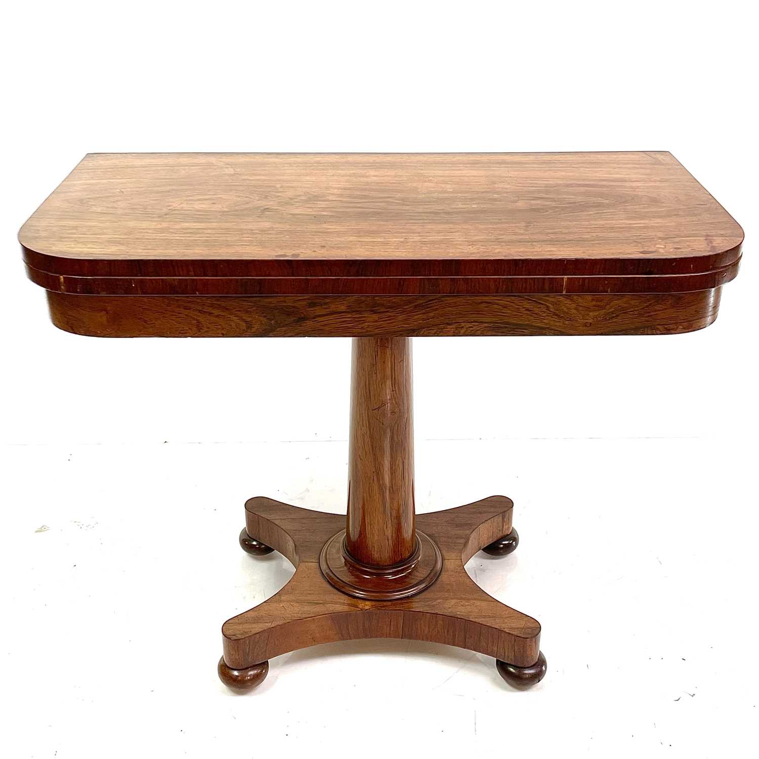 Lot 1832 - An early Victorian rosewood fold top card table.