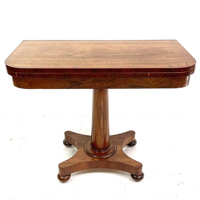 Lot 1832 - An early Victorian rosewood fold top card table.