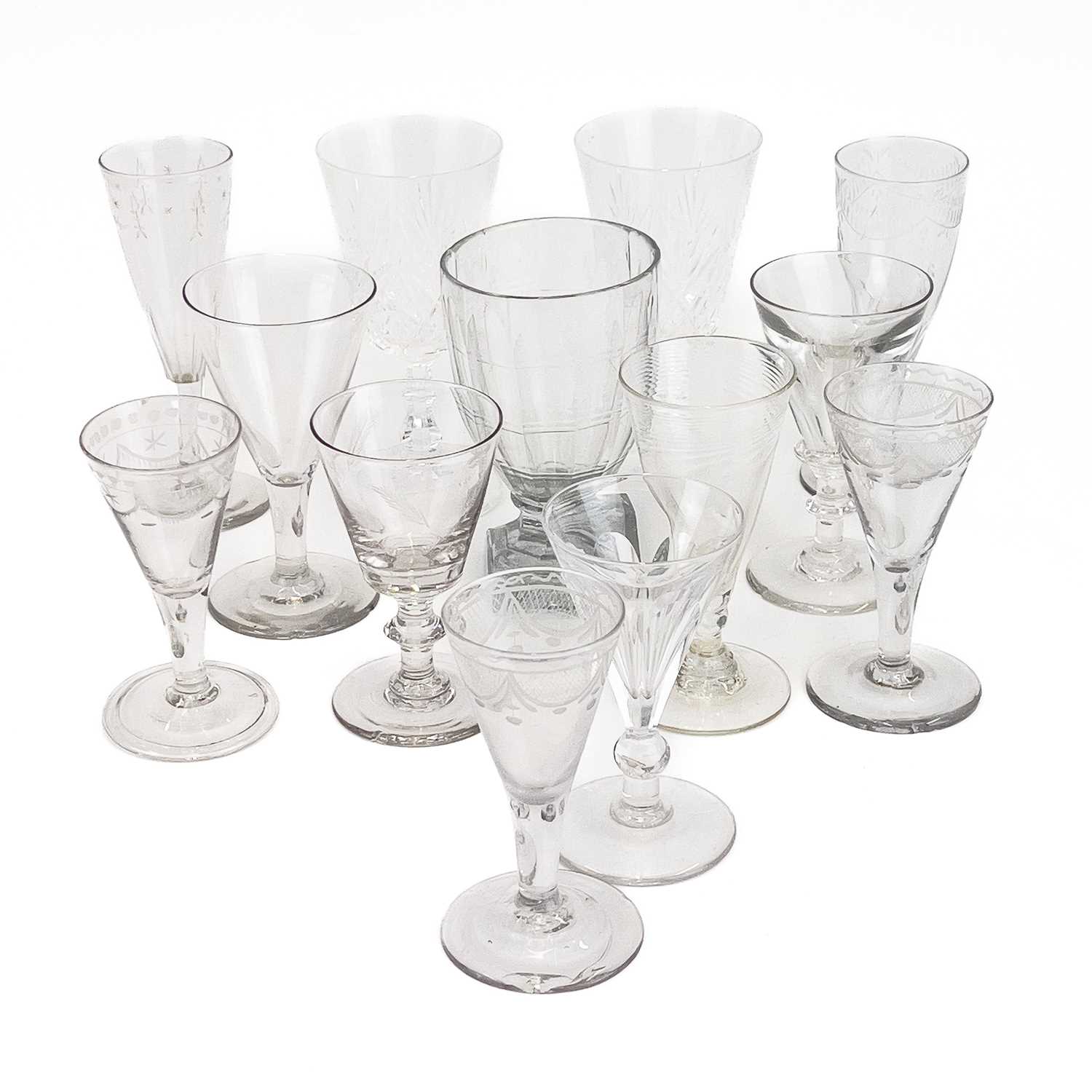 Lot 831 - A collection of drinking glasses, 19th century and later.