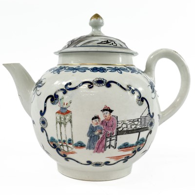 Lot 881 - A Liverpool porcelain teapot and a cover.