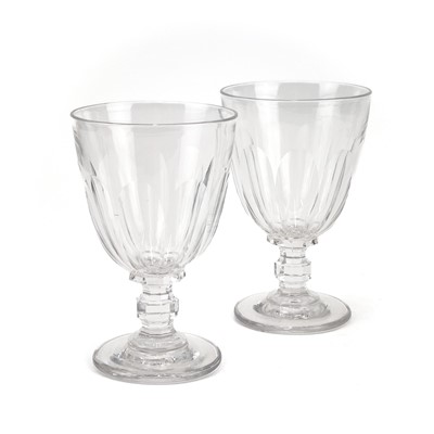 Lot 843 - A pair of Regency style large glass rummers.