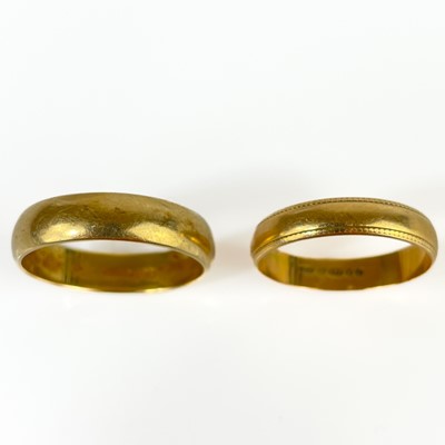 Lot 253 - Two 9ct hallmarked gold band rings.