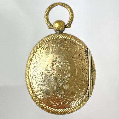 Lot 170 - A Victorian gold front and back locket pendant and a gold locket fob.