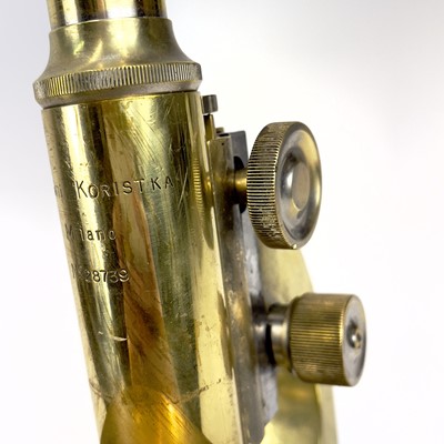 Lot 78 - An Italian brass compound microscope by Fratelli Koristka, Milano.