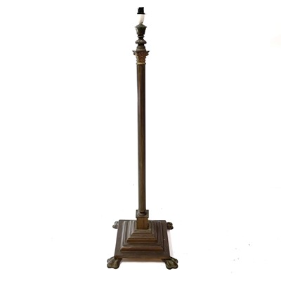 Lot 1854 - A Victorian brass Corinthian column lamp standard.