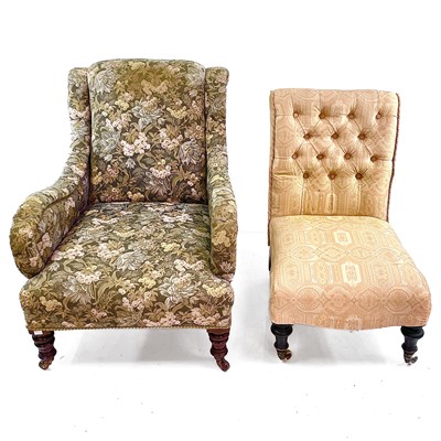 Lot 1873 - Two Victorian upholstered chairs.