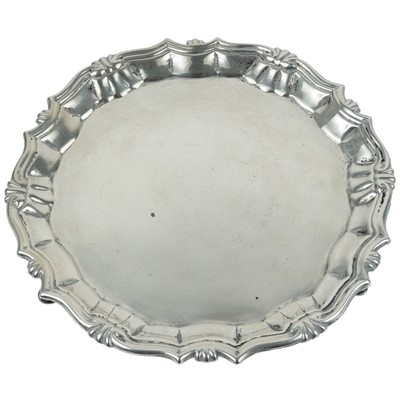 Lot 277 - A George II silver waiter by William Peaston.