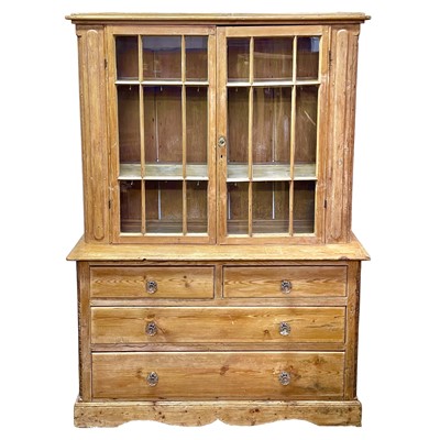 Lot 124 - A late Victorian Cornish pine farmhouse dresser.