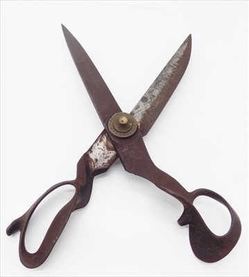 Lot 191 - A pair of tailor's shears, the pivot point...