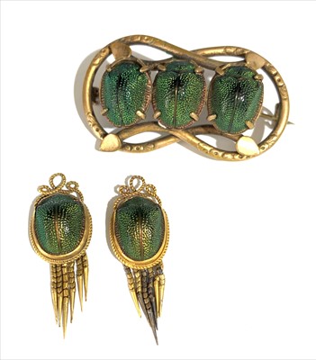 Lot 2486 - A pair of Victorian gold mounted scarab...