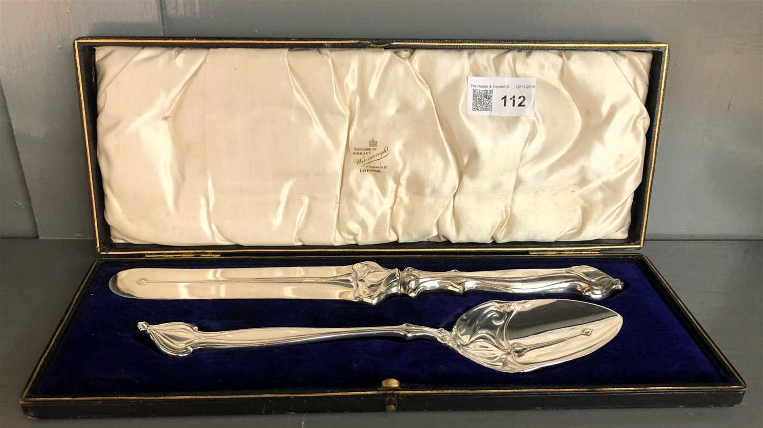 Lot 112 - A pair of art nouveau silver plated cake...