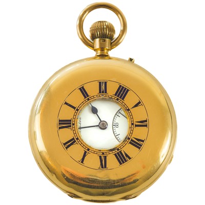 Lot 463 - A Victorian 18ct half hunter lever crown wind pocket watch 'The Bank Watch' by J W Benson.