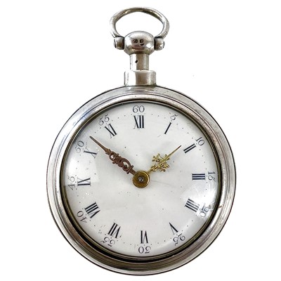 Lot 504 - A George III silver pair case fusee pocket watch.