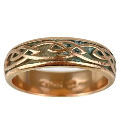 Lot 130 - A contemporary Clogau Welsh 9ct rose gold band ring.