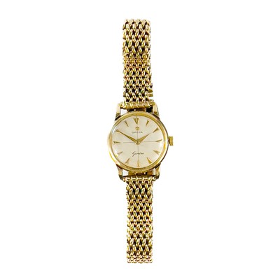 Lot 509 - A 1950's 9ct Omega ladies manual wind bracelet wristwatch.