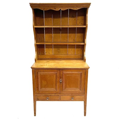 Lot 28 - A Victorian small pine kitchen dresser.