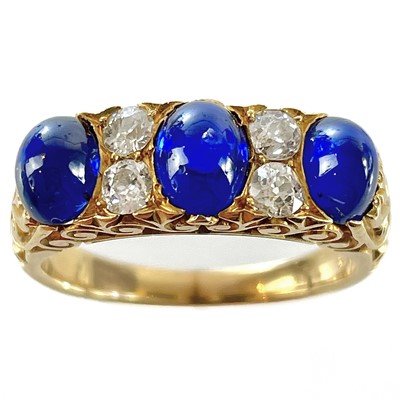 Lot 225 - A good Victorian high purity gold diamond and sapphire seven stone ring.