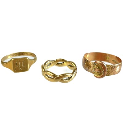 Lot 176 - Three 9ct hallmarked gold rings.