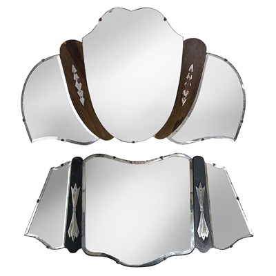 Lot 412 - Two Art Deco frameless wall mirrors.