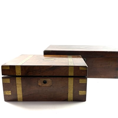 Lot 243 - A 19th century walnut and brass bound writing slope.