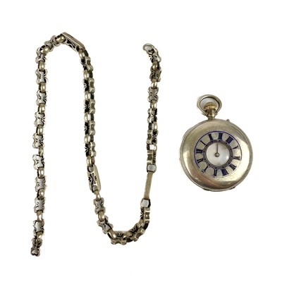 Lot 469 - A silver half hunter fob pocket watch.