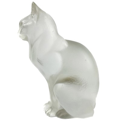 Lot 920 - A Lalique frosted glass cat sculpture, 'Chat Assis'.