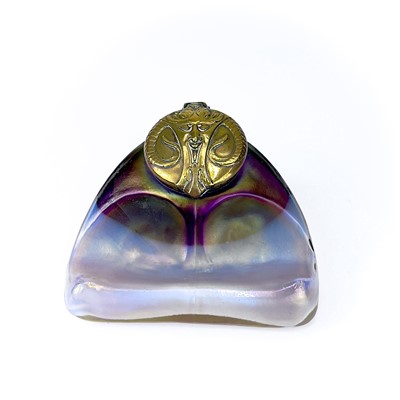 Lot 416 - An unusual iridescent glass inkwell.