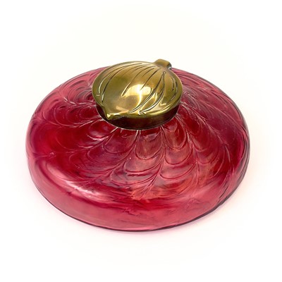 Lot 418 - A circular ruby glass inkwell, probably Kralik.