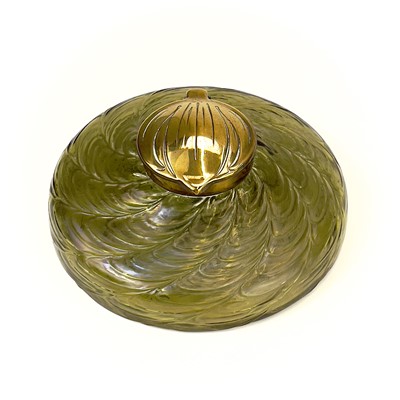 Lot 418 - A circular ruby glass inkwell, probably Kralik.