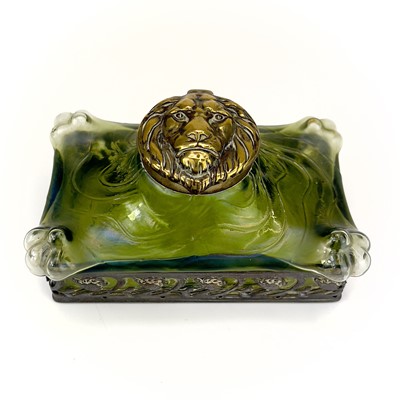 Lot 419 - A remarkable iridescent glass inkwell, probably Loetz.