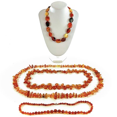 Lot 450 - Four amber necklaces.