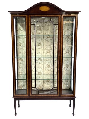 Lot 1927 - An Edwardian mahogany and satinwood inlaid display cabinet.