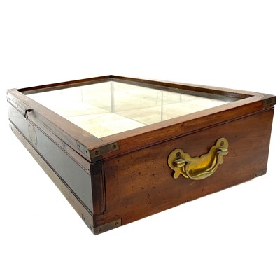 Lot 1928 - A mahogany and brass bound tabletop display cabinet.