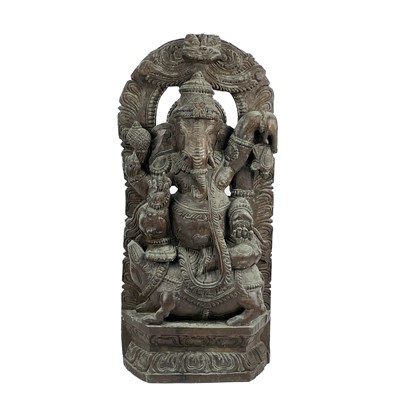 Lot 75 - An Indian wood carving of Ganesh.