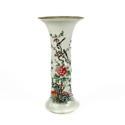 Lot 135 - A Chinese famille rose porcelain Gu vase, 19th century.