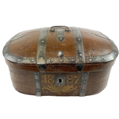 Lot 224 - A Swedish bentwood and steel bound small chest.