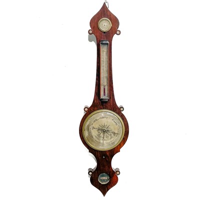 Lot 1720 - An early Victorian rosewood wheel barometer.