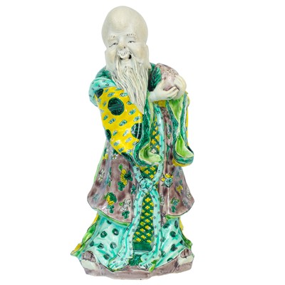 Lot 163 - A Chinese famille verte porcelain figure of Shou Lao, 19th century.