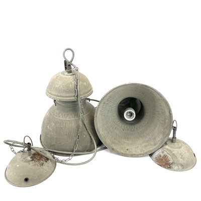 Lot 330 - A pair of industrial ceiling pendant lights by HK Living.