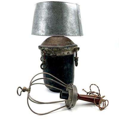 Lot 331 - A large metal painted and enamel industrial light fitting.