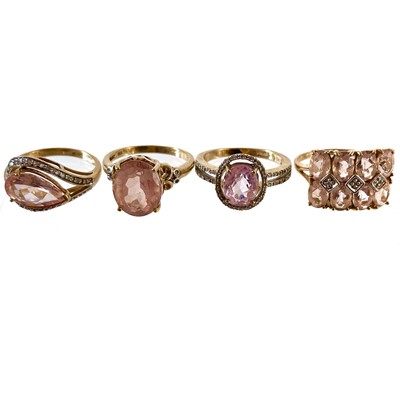 Lot 361 - Four 9ct contemporary gem and small diamond set dress rings by Rocks & Co.