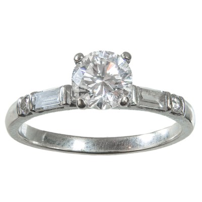 Lot 163 - An 18ct white gold diamond solitaire ring.