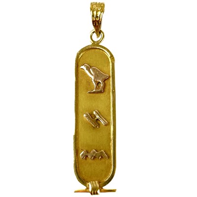 Lot 240 - An Egyptian 18ct gold cartouche pendant.