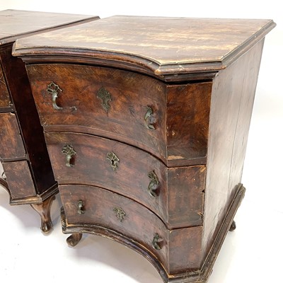 Lot 60 - A pair of continental walnut small chests.